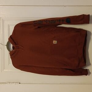 Carhartt Brick Red Hoodie with Sleeve Logo